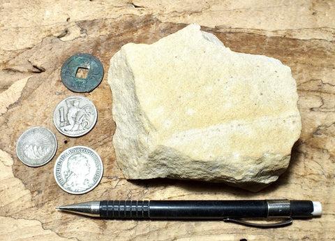 sandstone - fine grained - teaching hand/display specimen of an unusual arkose