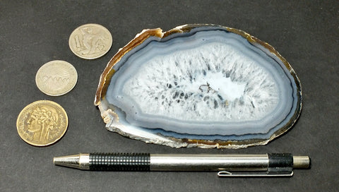 agate - polished slice from an agate-filled geode from Brazil
