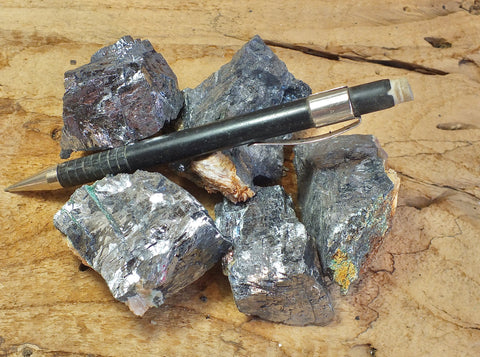 galena - teaching student specimens of the primary ore of lead with attached matrix - Talsint (?) Morocco - Unit of 5 specimens