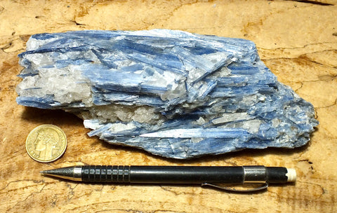 kyanite crystals in quartz - São José de Safira, Minas Gerais, Brazil - display specimen