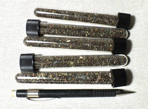 sand - coarse sand composed of polished chert grains derived from the Franciscan Complex - set of five tubes
