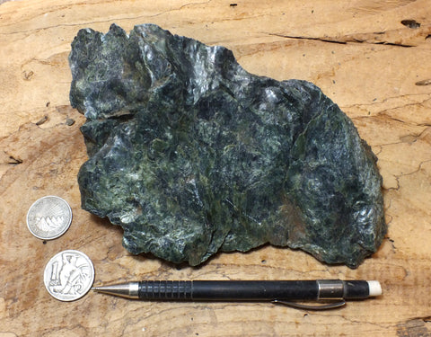 serpentine - display specimen of textbook serpentine from the Melones Fault Zone in Placer County, California