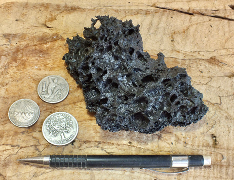tachylite - fragile basaltic glass from the 2018 Kilauea eruption that destroyed Kapoho, Hawaii - hand specimen