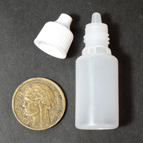 acid dropper bottle, 10 ml polyethylene with screw-on cap