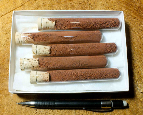 red ochre -- set of 5 tubes of this natural iron oxide pigment