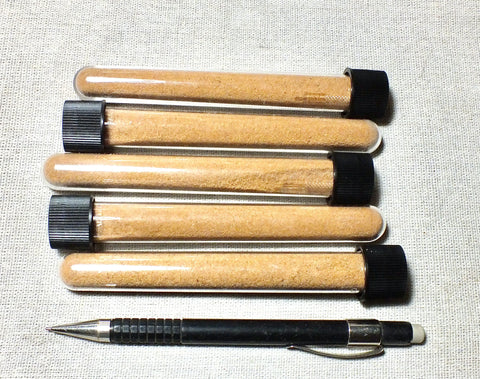 sand - dune sand - orange-tan dune sand with iron-oxide coated grains derived from the Navajo sandstone in the San Rafael Swell - set of 5 tubes