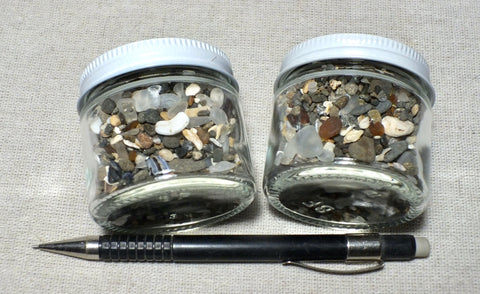 sand - coarse beach sand with a high percentage of glass grains - set of two 2-ounce jars