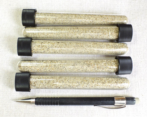 sand - quartz - angular grained beach sand, primarily quartz, from Zuma Beach, Malibu, California - set of 5 tubes