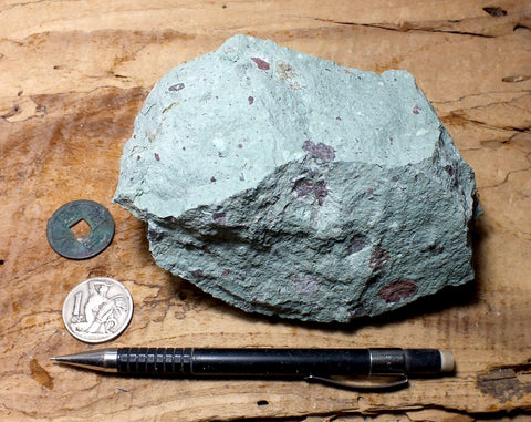 tuff - copper-stained green welded tuff - display specimen