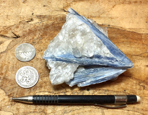 kyanite crystals in quartz -  São José de Safira, Minas Gerais, Brazil - hand/display specimen