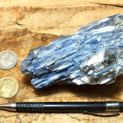 kyanite crystals in quartz -  São José de Safira, Minas Gerais, Brazil - hand/display specimen