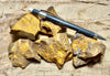 limonite -  teaching student specimens of limonite, with part converted to yellow ochre  - UNIT OF 5 SPECIMENS