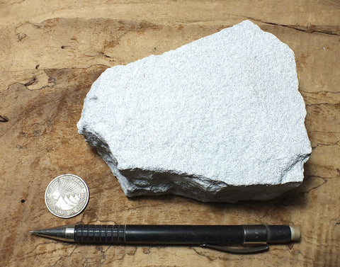 magnesite - teaching hand specimen of very light gray earthy magnesium carbonate from the Kramer Hills