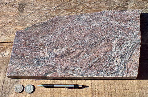 migmatite gneiss - a gneiss that shows remelting, from India - display specimen
