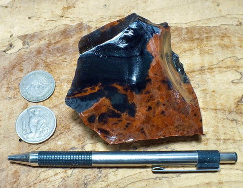 obsidian - mixed mahogany and black obsidian - teaching hand specimen