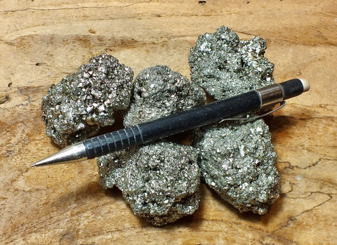 pyrite - Huanzalá Mine, Huallanca, Peru - Unit of 5 student specimens