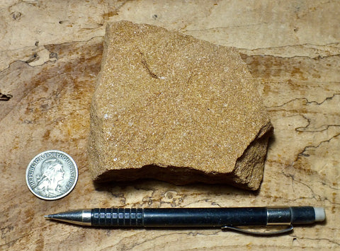 arkose - medium-grained poorly sorted arkosic sandstone from the Lower Eocene Wasatch Formation, Sweetwater County, Wyoming - teaching hand specimen