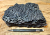 tachylite - tachylite crust over vesicular basalt from the surface of the 2018 Kilauea flow that destroyed Kapoho, Hawaii - large hand/display specimen