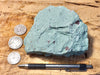 tuff - copper-stained green welded tuff - teaching hand/display specimen