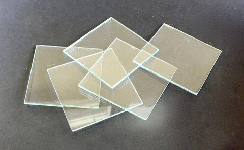 glass plate, 2" x 2" with sanded edges - student unit of 5 