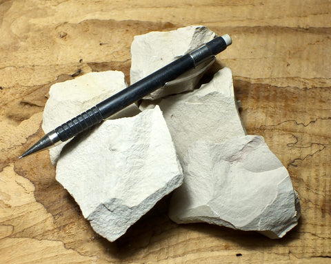 mudstone - teaching student specimens of diatomaceous mudstone from the Sisquoc Formation, Santa Barbara County, Calif.