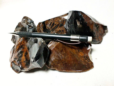 obsidian - mixed mahogany and black obsidian - Unit of 5 student specimens 
