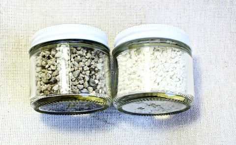 perlite - screened and partially dried perlite pellets and popped perlite - set of two 2-ounce jars 