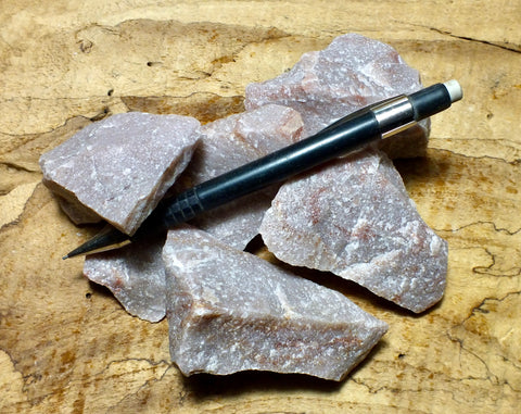 quartzite - pinkish Lower Cambrian quartzite - teaching student specimens - Unit of 5 student specimens