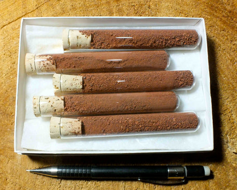 red ochre -- set of 5 tubes of this natural iron oxide pigment 