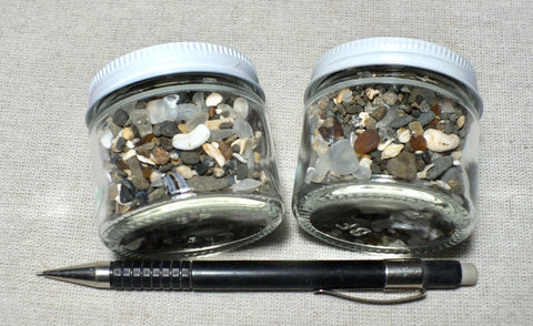 sand - beach sand with a high percentage of glass grains - set of two 2-ounce jars