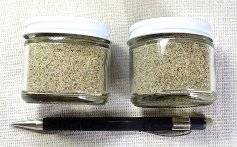 sand - quartz - angular grained beach sand, primarily quartz, from Zuma Beach, Malibu, California - set of two 2-ounce jars 